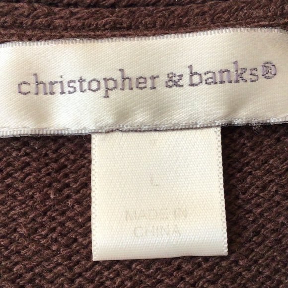 Christopher & Banks - Offset collar brown pullover sweater - Picture 5 of 7